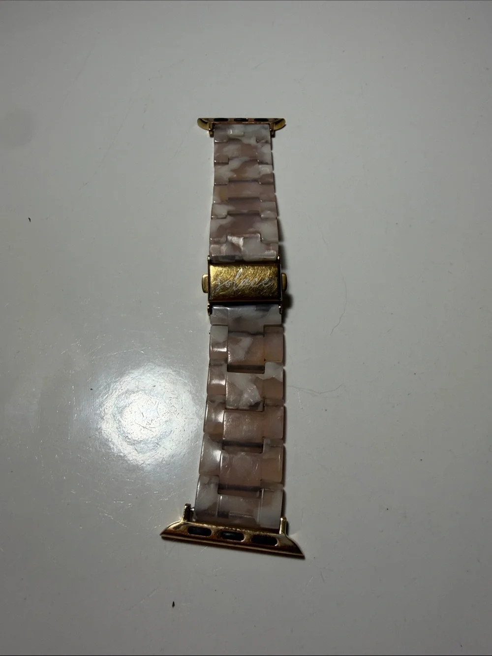 Neutral Marble Link Apple Watch Band with Gold Hardware